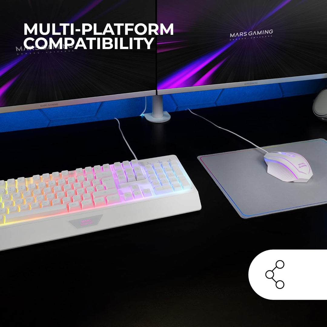 Mars Gaming MCP124, Portugiesisch Layout, 3in1 Gaming Combo, Ergonomische H-Mech LED RGB Tastatur, R