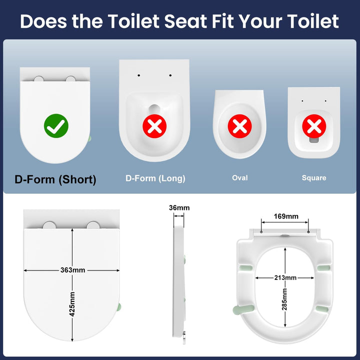 Toilettendeckel mit Absenkautomatik D-Form [KURZ],YEAUPE PRO WC Sitz mit Puller Lid,Toilettensitz mi