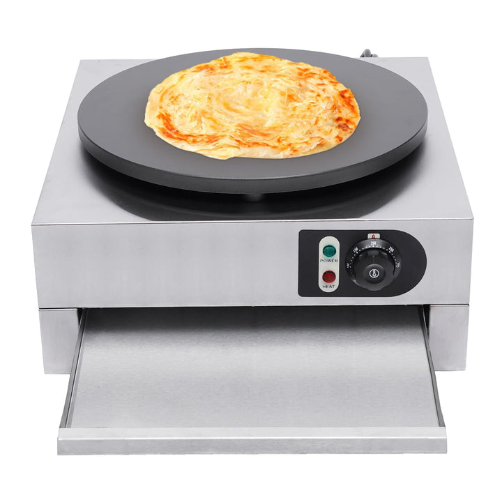 40cm Profi-Crepesmaker 3000W mit ausziehbarer Bratschublade &amp; Antihaftbeschichtung – Edelstahl-Crepe