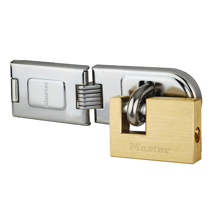 MASTER LOCK - 606720EURD - Vorteilpack: Überfalle + rechteckiges Messing Vorhängeschloss 16 x 4,5 cm