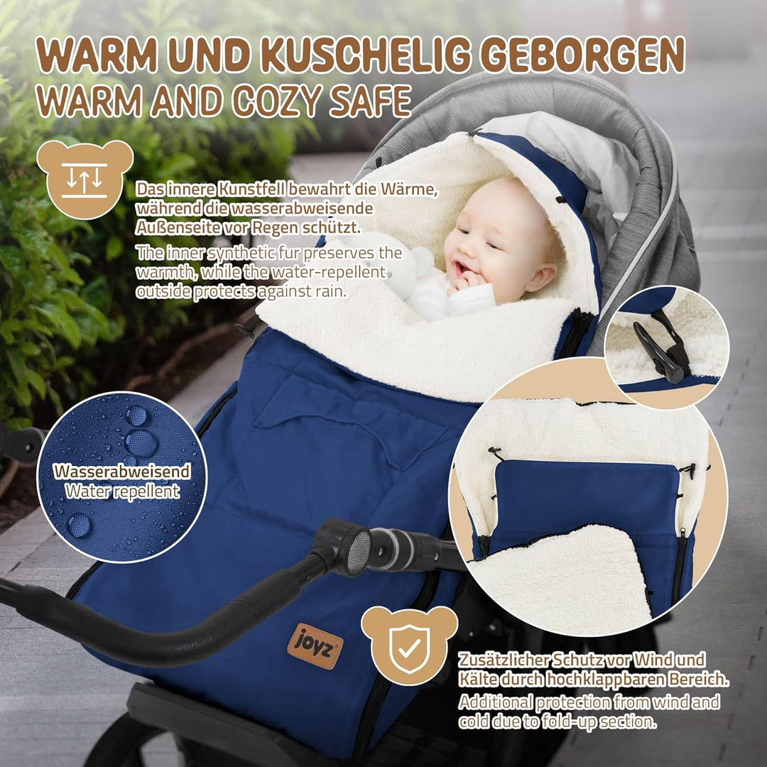 Joyz Babyfusssack, Blau, Universal Fusssack für Babyschale, Kinderwagen & Buggy, Sitzauflage aus Fle