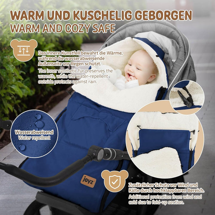 Joyz Babyfusssack, Blau, Universal Fusssack für Babyschale, Kinderwagen & Buggy, Sitzauflage aus Fle