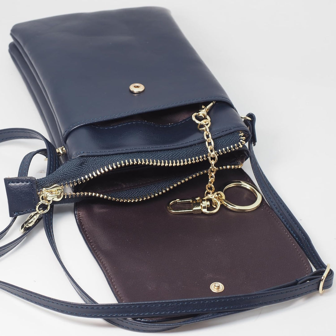 BAWAKO Damen Umhängetasche Leder, schicke Schultertasche mit Reissverschluss Damen und Mädchen, trag