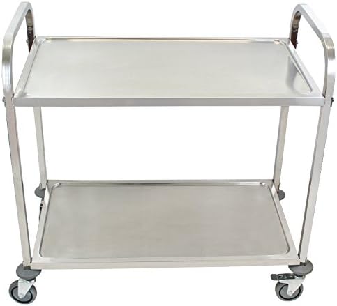 Beeketal 'BSW-2a' Edelstahl Servierwagen Transportwagen mit 2 Böden und Kantrohrgestell (belastbar b