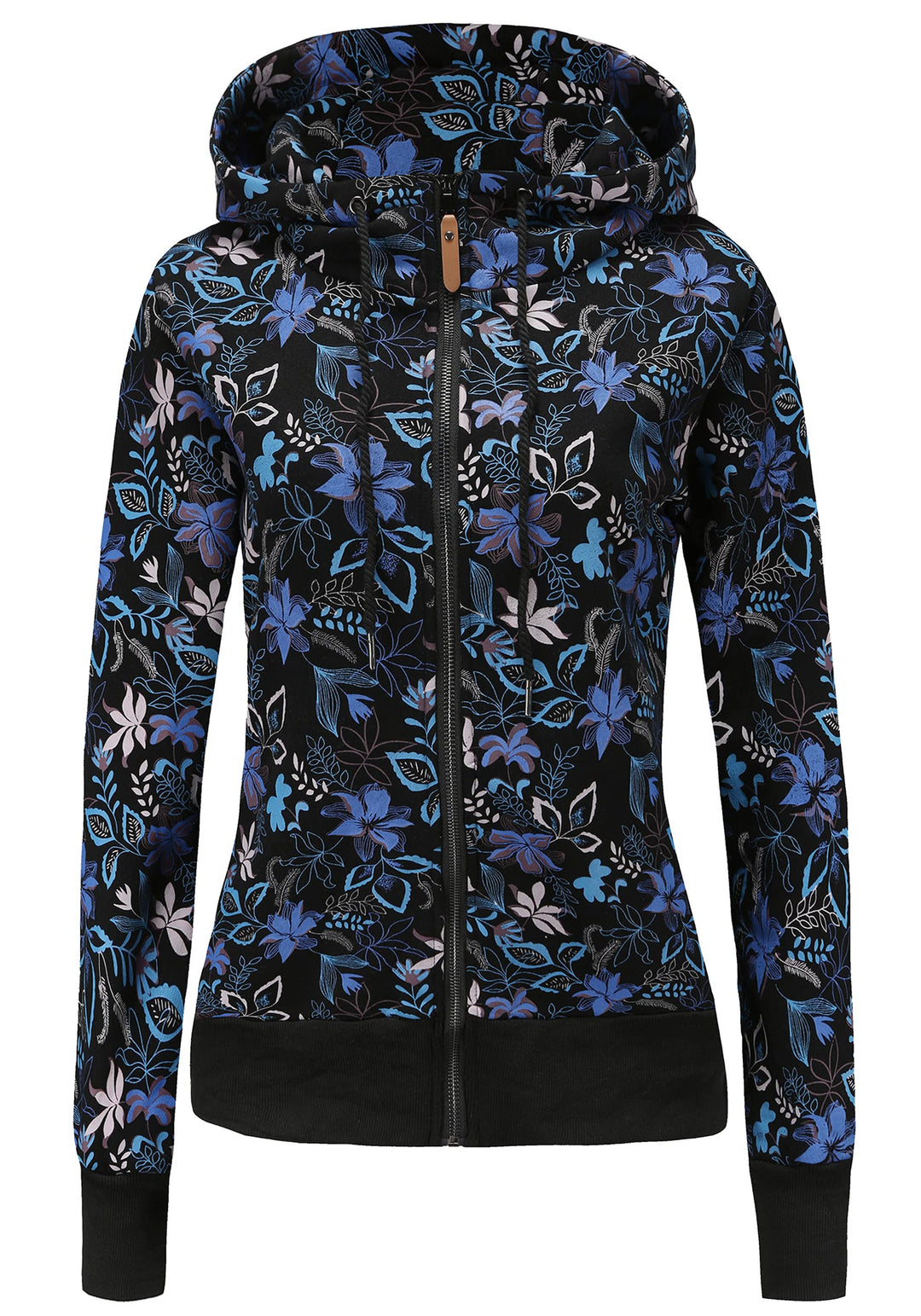 Damen Sweatjacke Kapuzenpullover Zip Hoodie Jacke mit Kapuze Winter Sweatshirt Kapuzenjacke M Schwar