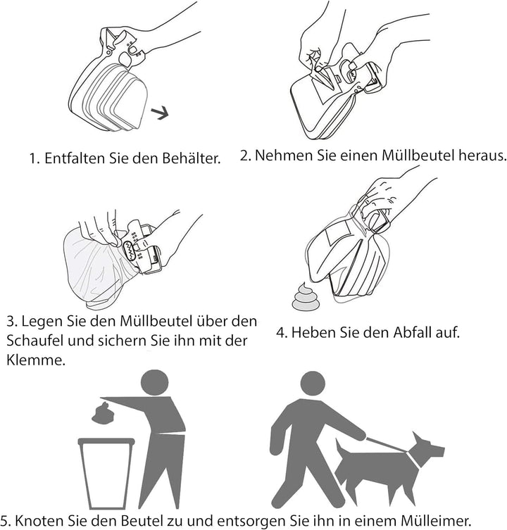 DOGOPAL Hundekotgreifer mit Beutel für Unterwegs - Tragbare Hundekotschaufel mit Erweiterbarem Fach