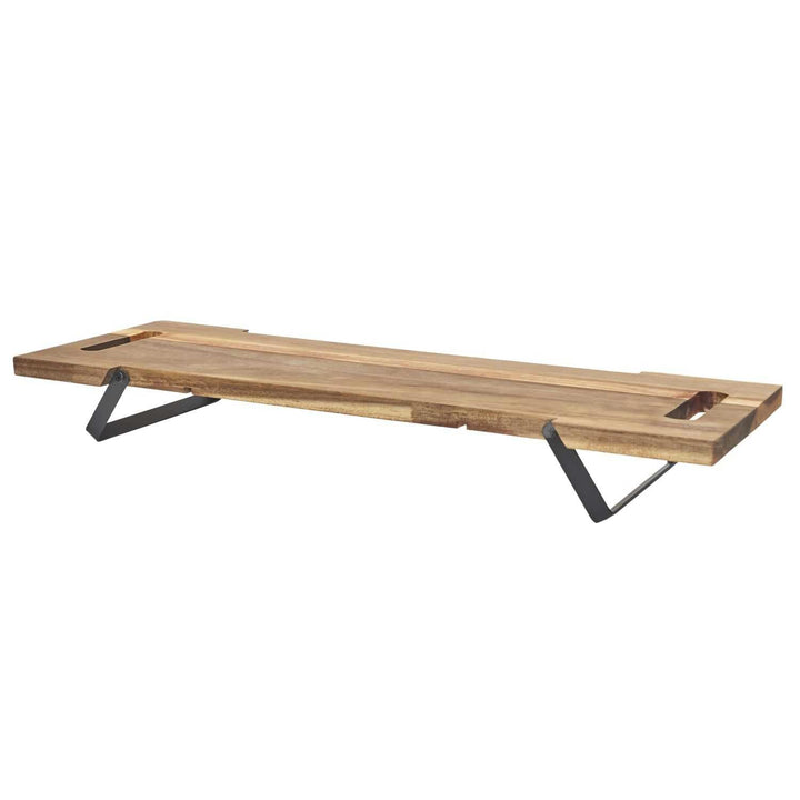 Home Deco Factory, KA0322, Acacia Presentation Board with Black Metal Feet, Ideal for Aperitifs and