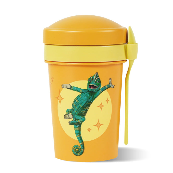 AWAVE Die Schule der Magischen Tiere Müslibecher To Go 540 ml rPET Gelb Caspar, Becher mit Löffel fü