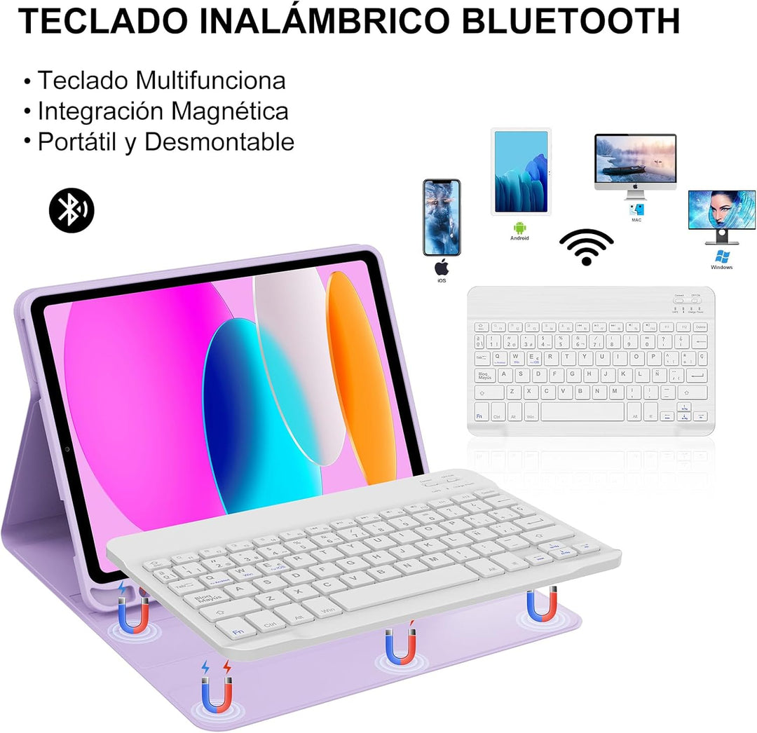 Schutzhülle mit Tastatur für iPad A16 11. Generation 2025/10. Generation 2022, kabellose Bluetooth-T