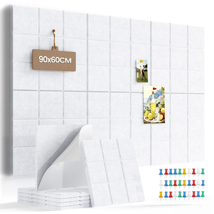 Uoisaiko Grosse Filz Pinnwand Selbstklebend mit 30 Pinnnadeln, 6 Stück 30x30cm Filzboard Memotafeln