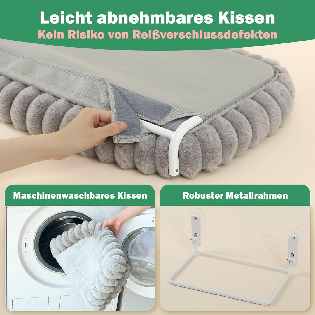 Zakkart SnugCloud Faltbare Katzen-Fensterstange – kabellos, ultraweich, maschinenwaschbar, Bett mit