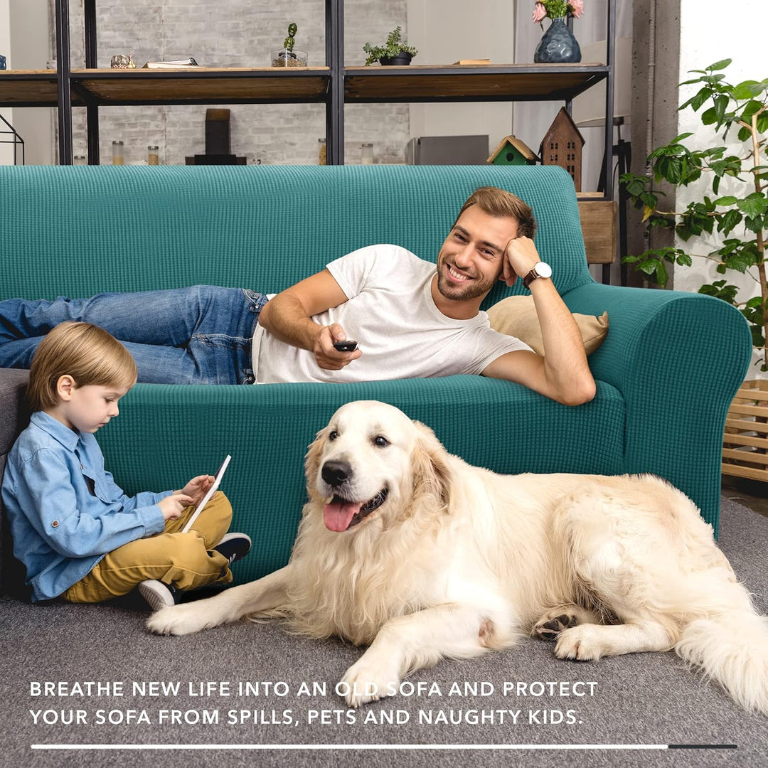 Deconovo Sofabezug für 2-Sitzer-Sofa mit Armlehnen, für Schlafzimmer, Wohnzimmer, dehnbar, bequem, T