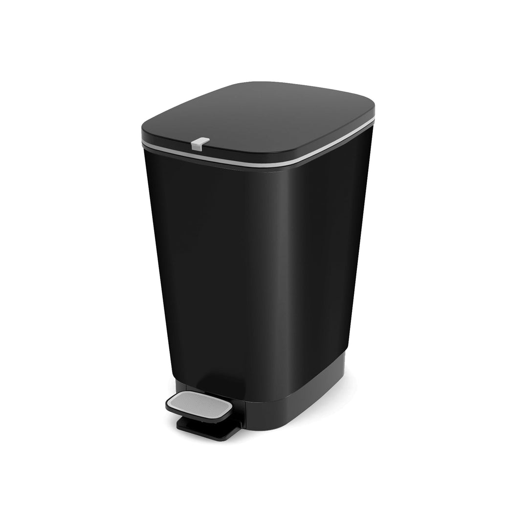 CURVER KIS Chic Bin Style Treteimer 35l mit Deckel und Pedal, Inneneimer, Küche und Bad, schwarz met