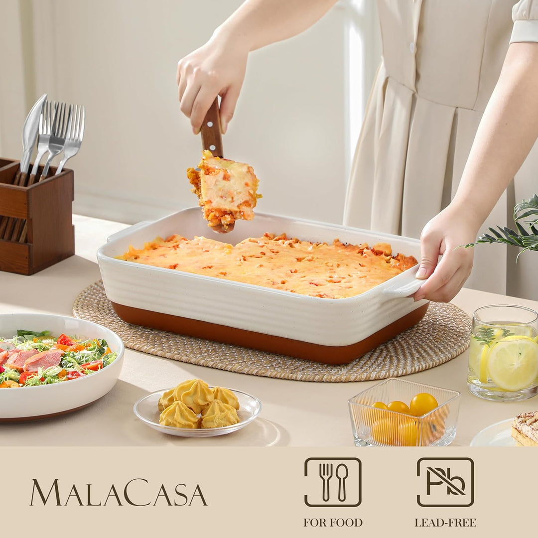 MALACASA, Serie TARA, Auflaufform Gross, Auflaufform mit Rost, 4.5L Backformen, Auflaufformen rechte