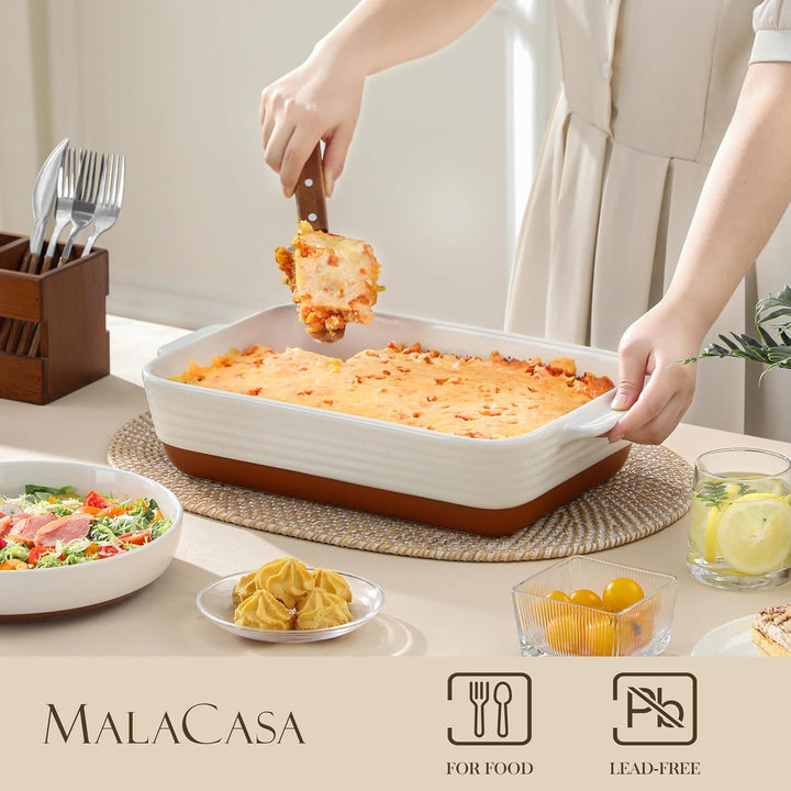 MALACASA, Serie TARA, Auflaufform Gross, Auflaufform mit Rost, 4.5L Backformen, Auflaufformen rechte