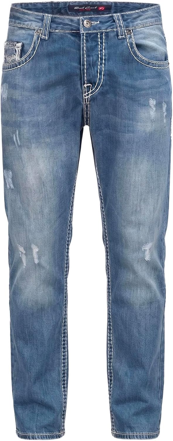 Rock Creek Herren Designer Jeans Hose Dicke Nähte Vintage Blau RC-2056 29W / 30L Blau - Rc-2268, 29W