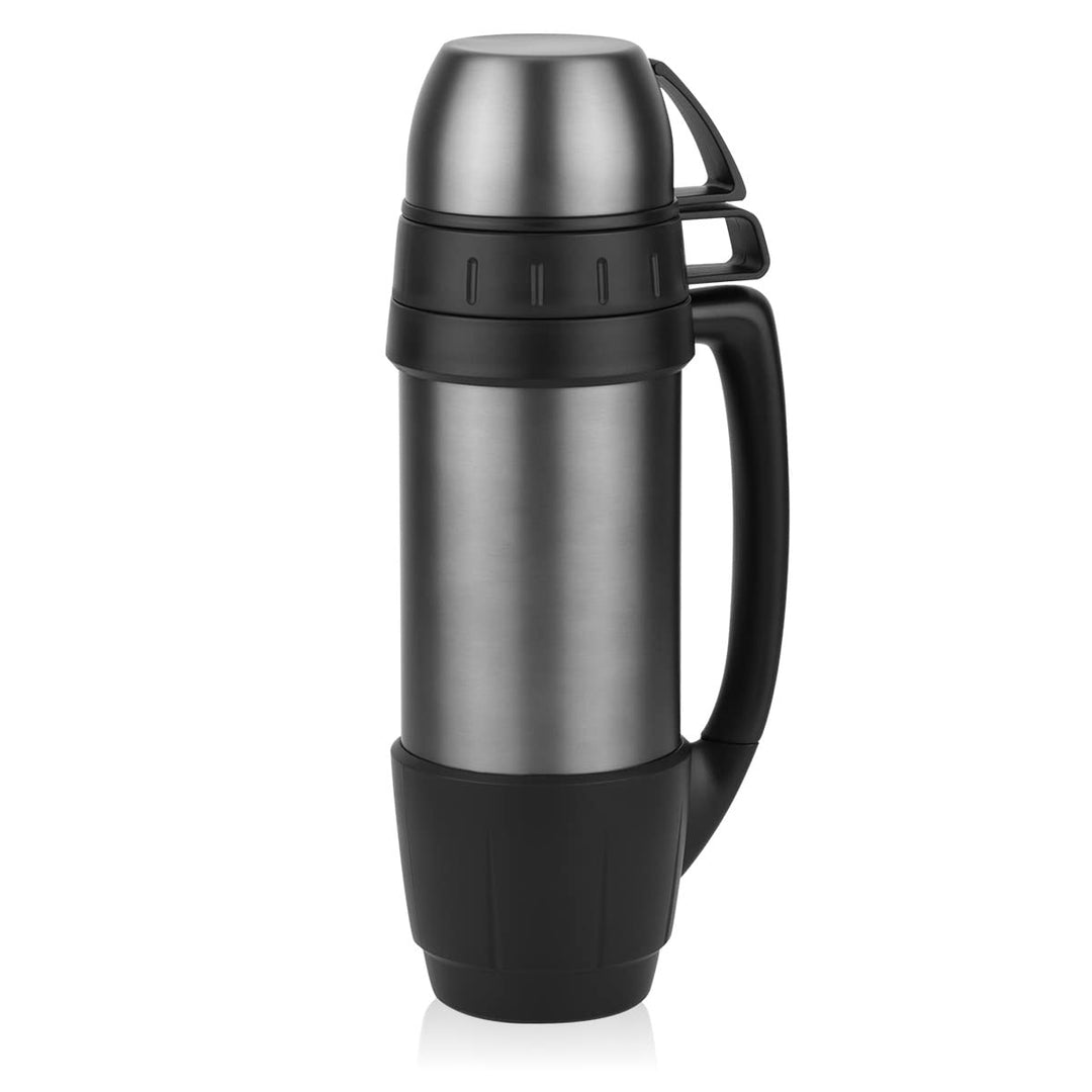 720°DGREE Thermoskanne mit 2 Bechern “bigBoy“ 1,2 Liter - Auslaufsicher, Robust - Premium Edelstahl