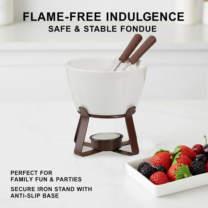 Schokoladen-Fondue-Becher, Keramik-Fondue-Becher mit 2 Gabeln, wiederverwendbarer Schokoladenschmelz