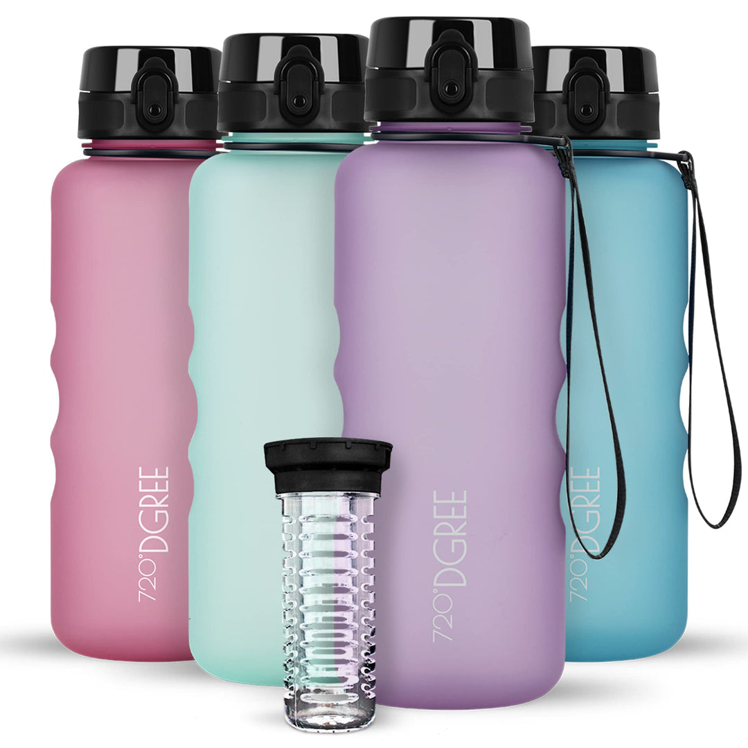 720°DGREE Trinkflasche “uberBottle“ 350ml, 500ml, 650ml, 1l softTouch +Früchtebehälter - Auslaufsich