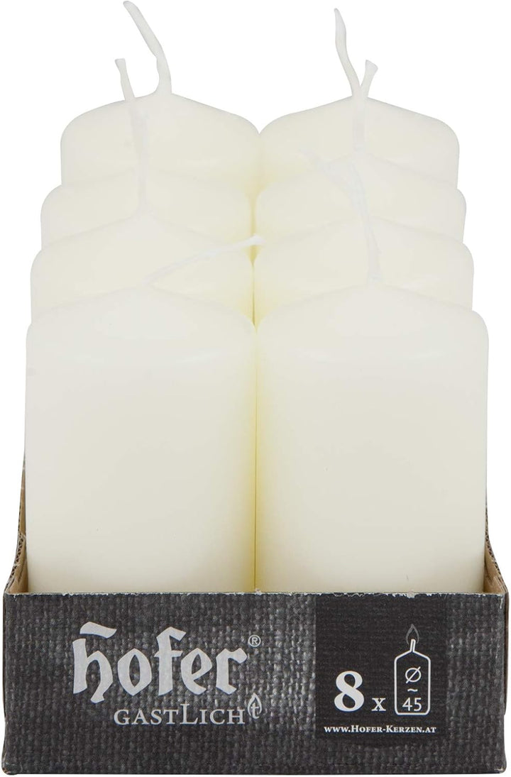 Hofer Stumpenkerzen Säulenkerzen - 16 Stück Set - Durchmesser 4,5 cm, Höhe 9 cm - Lange Brenndauer c