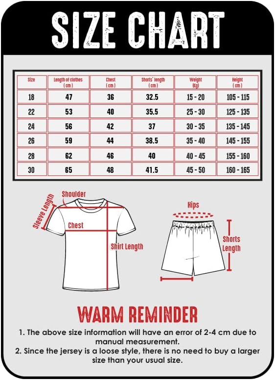 Mikalay Neu #7 Heim Fussball Trikot/Shorts/Socken für Kinder Geschenk Set Jugendgrössen 18 (3-4 Jahr