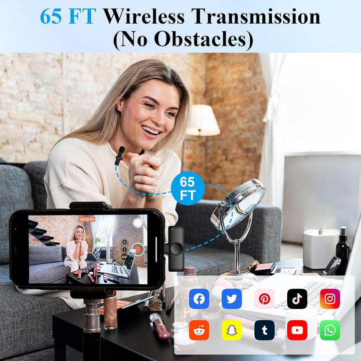 Kabelloses Lavalier Mikrofon für iPhone/iPad, Plug-Play Mini Lavalier Mikrofon Wireless für Intervie