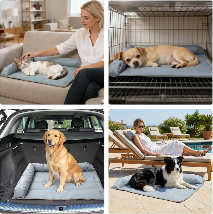 XIAPIA Kühlmatte Hunde Ergonomisch mit Rand (7cm), 48x58 cm Hundebett Selbstkühlend, 100% Ungiftiges