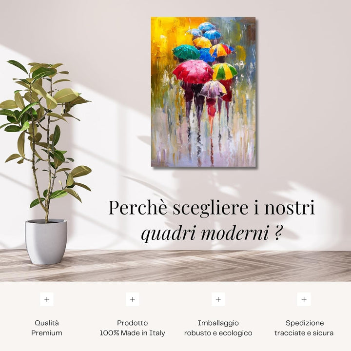 canvashop Abstraktes Bild bunte Regenschirme 60 x 30 cm Druck auf Leinwand Vertikale Bilder Moderne