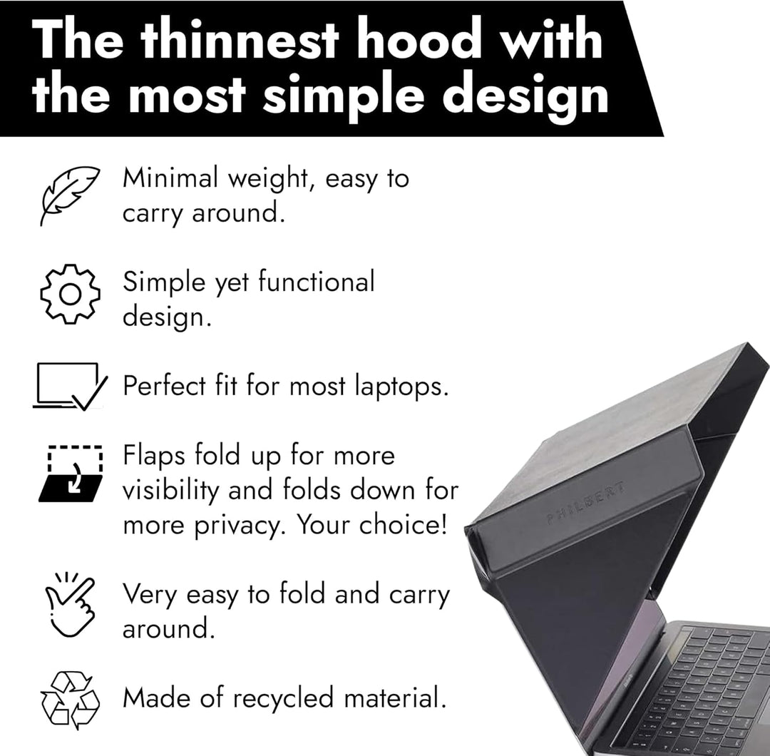 Philbert Design - St. Tropez Slim Hood für 12"/13"/14″ Laptops.Sonnenblende/Privatsphäre, hitzebestä