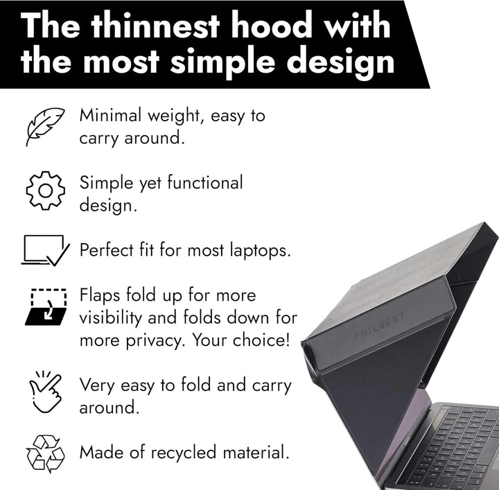 Philbert Design - St. Tropez Slim Hood für 12"/13"/14″ Laptops.Sonnenblende/Privatsphäre, hitzebestä