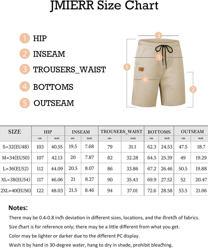 JMIERR Kurze Hosen Herren Shorts Herren Sommer Chino Baumwolle Elastische Taille mit Taschen M F Grü