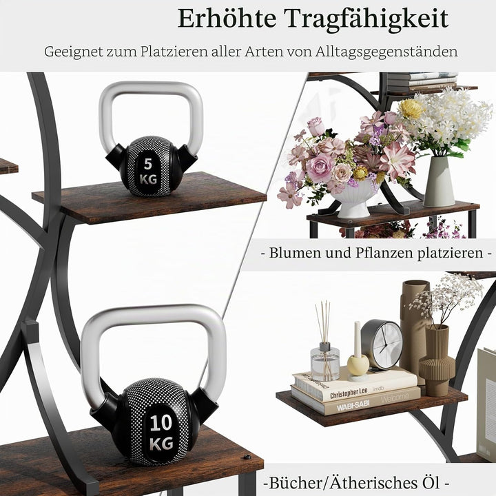 unho Blumenständer 8 Ebenen, Metall Pflanzenregal, Blumentreppe Blumenregal für Innen Garten Balkon,