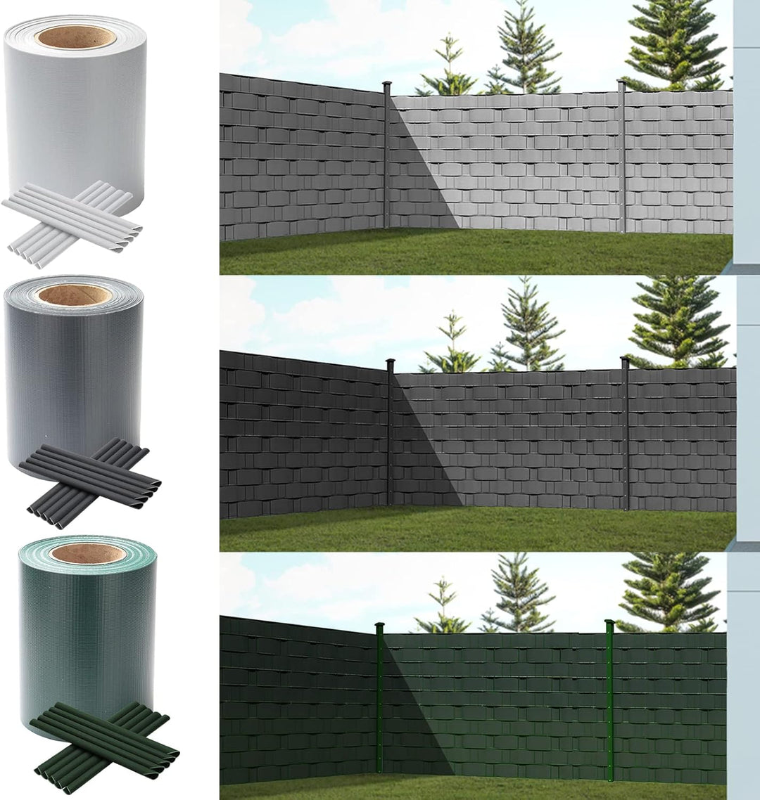 Daromigo PVC Sichtschutzstreifen 70m x 19cm Zaunblende Folie, inkl. 60 Befestigungsclips, Windschutz