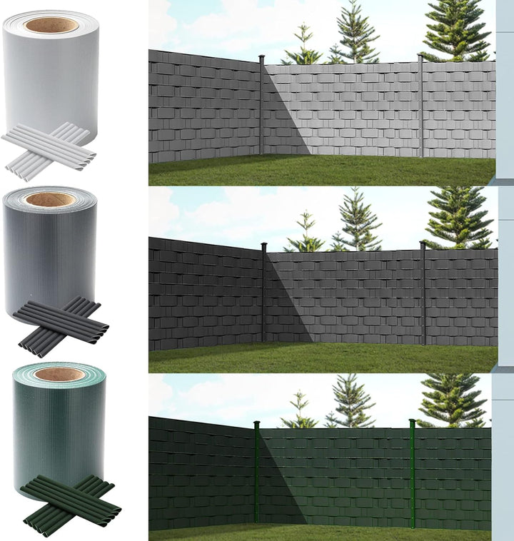 Daromigo PVC Sichtschutzstreifen 70m x 19cm Zaunblende Folie, inkl. 60 Befestigungsclips, Windschutz