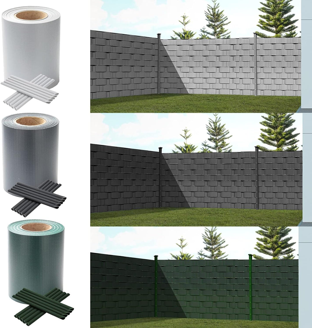Daromigo PVC Sichtschutzstreifen 35m x 19cm Zaunblende Folie, inkl. 30 Befestigungsclips, Windschutz