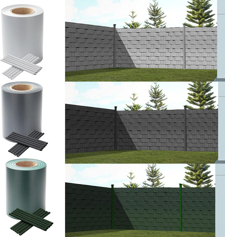 Daromigo PVC Sichtschutzstreifen 35m x 19cm Zaunblende Folie, inkl. 30 Befestigungsclips, Windschutz