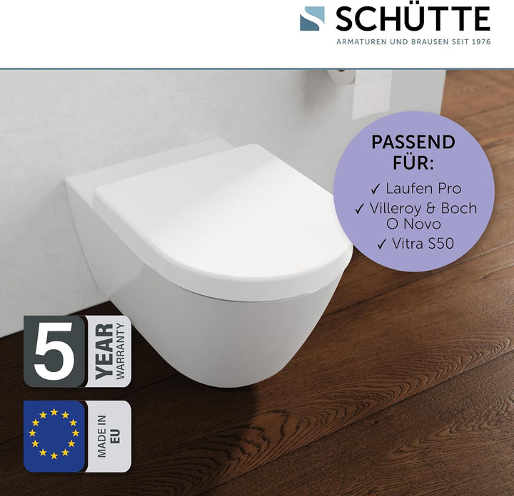 SCHÜTTE WC-Sitz passend zu Villeroy & Boch O Novo, Vitra S50, Laufen Pro, mit Absenkautomatik made i