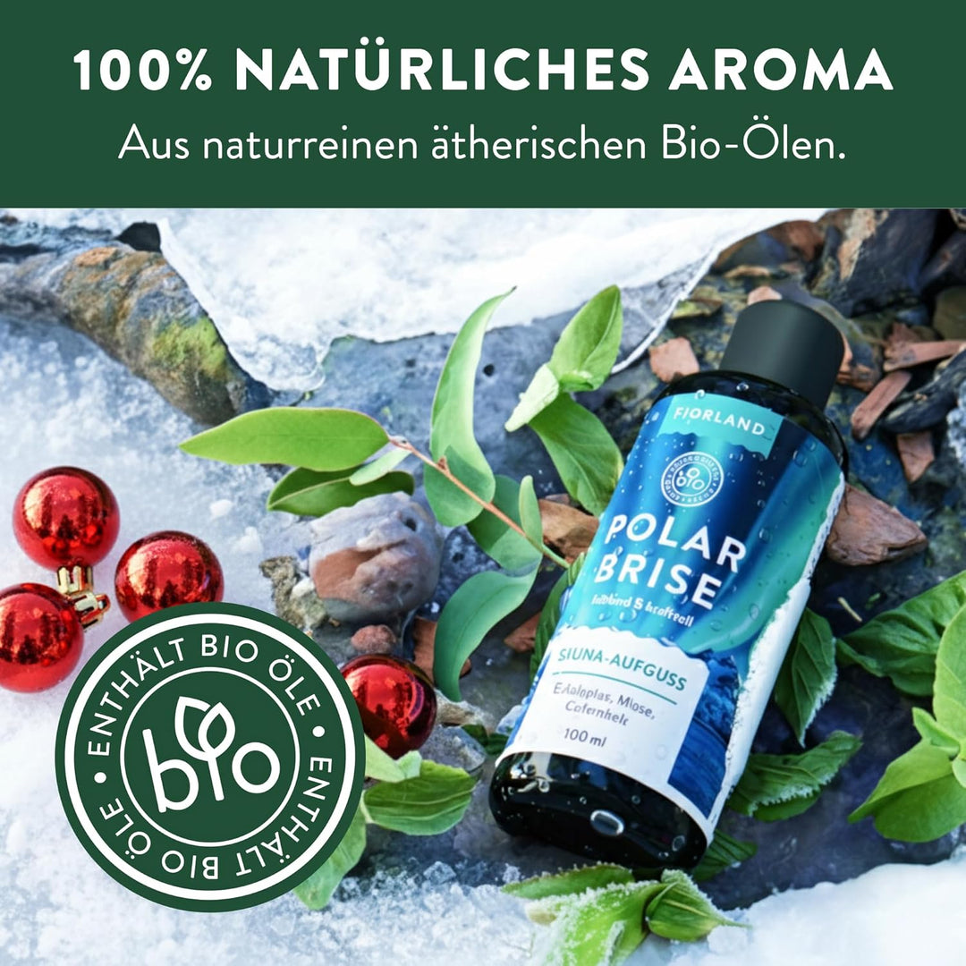 FJORLAND Saunaaufguss Set BIO - verschiedene Saunadüfte 4 x 100 ml - Premium Saunaaufgüsse als Sauna
