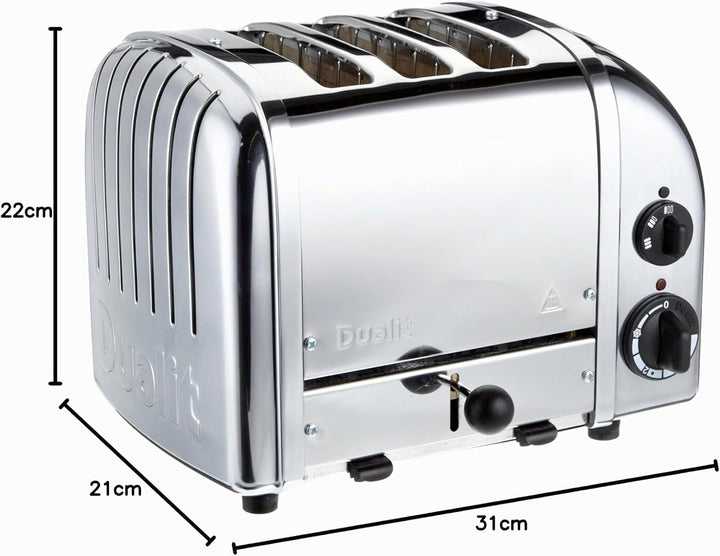 Dualit NEWGEN Toaster 2 Scheiben, Edelstahl, ProHeat®, Made in UK | poliertes Gehäuse, Retro-Design,