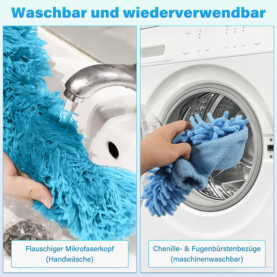 marysgift Staubwedel Teleskop Set, Staubwedel Lang Ausziehbar 310 cm, Staubwedel Waschbar mit 7×43 c