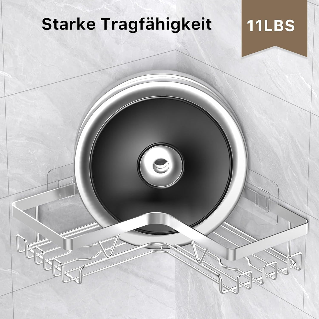 Kegii Duschablage Ohne Bohren Ecke - 3-Stufig Eckregal Bad Silber Duschregal Edelstahl Shampoo Halte
