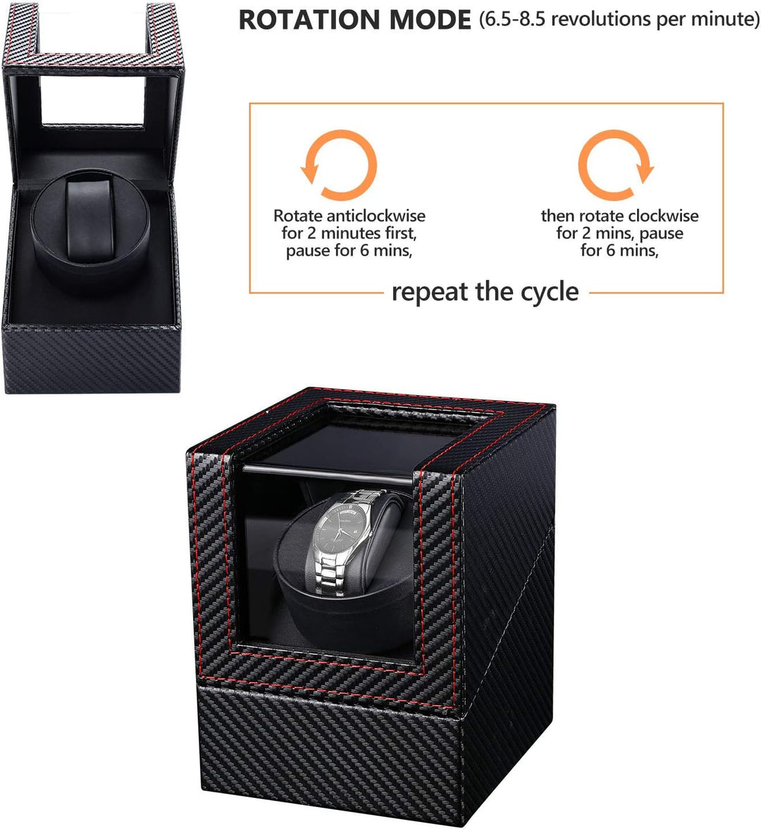 Gifort Automatische Uhrenbeweger Box, Single Uhrenbeweger PU Leder Uhrengehäuse mit leisem Motor, Ba