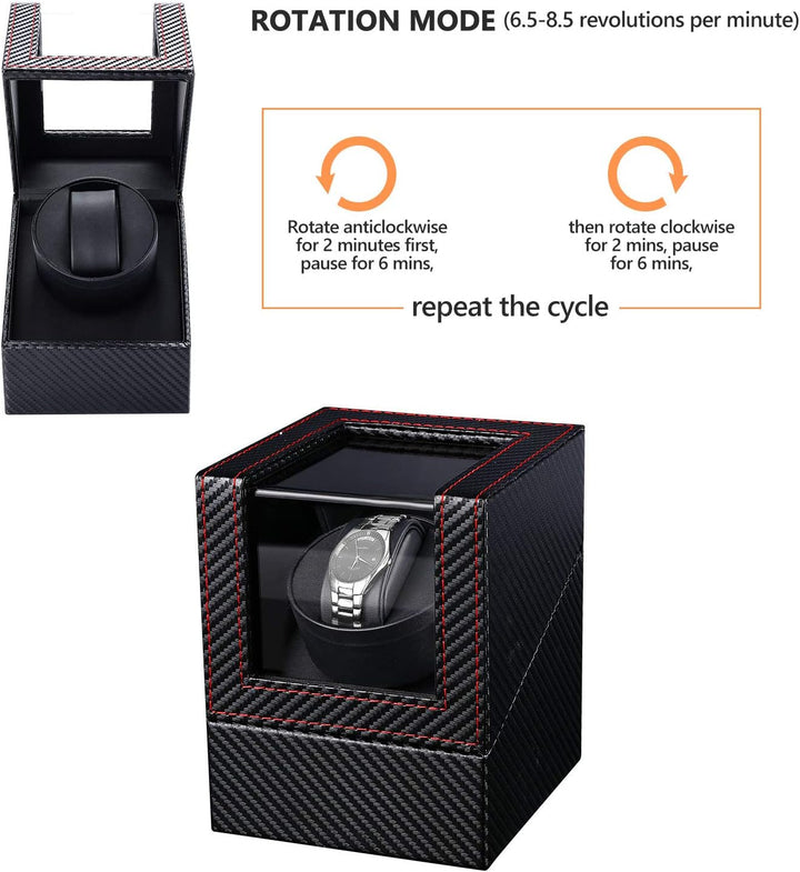 Gifort Automatische Uhrenbeweger Box, Single Uhrenbeweger PU Leder Uhrengehäuse mit leisem Motor, Ba
