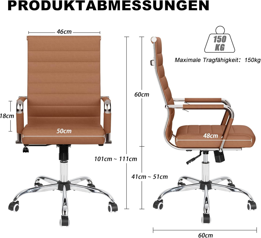 UEV Bürostuhl 150 kg belastbar mit Wippfunktion Ergonomisch Schreibtischstuhl mit Armlehne Drehstuhl