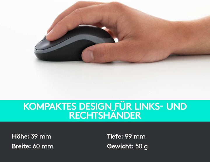 Logitech MK330 Kabelloses Tastatur-Maus-Set, 2.4 GHz Verbindung via USB-Empfänger, 4 programmierbare