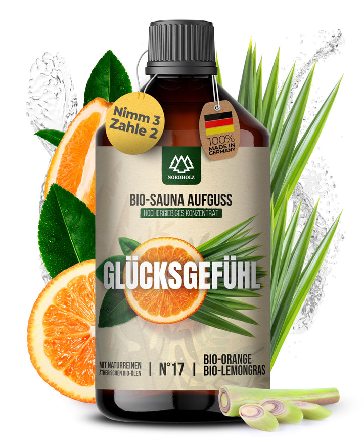 NORDHOLZ® Saunaaufguss BIO [NATURREINE ÄTHERISCHE BIO-ÖLE] Sauna Aufgussmittel 