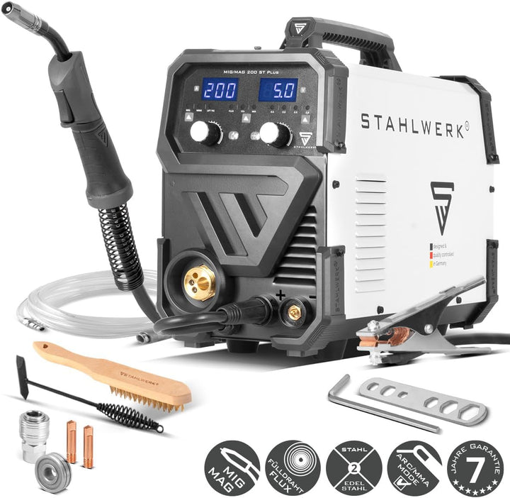 STAHLWERK Schutzgasschweissgerät MIG/MAG 200 ST – IGBT-Inverter mit 200 A und synergischem Drahtvors