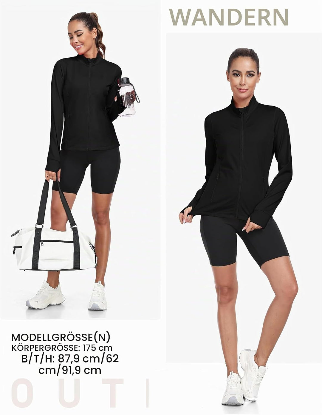 MoFiz Sportjacke Damen Leicht Trainingsjacke Mikrofleece Sweatjacke Wandershirt mit Reissverschluss