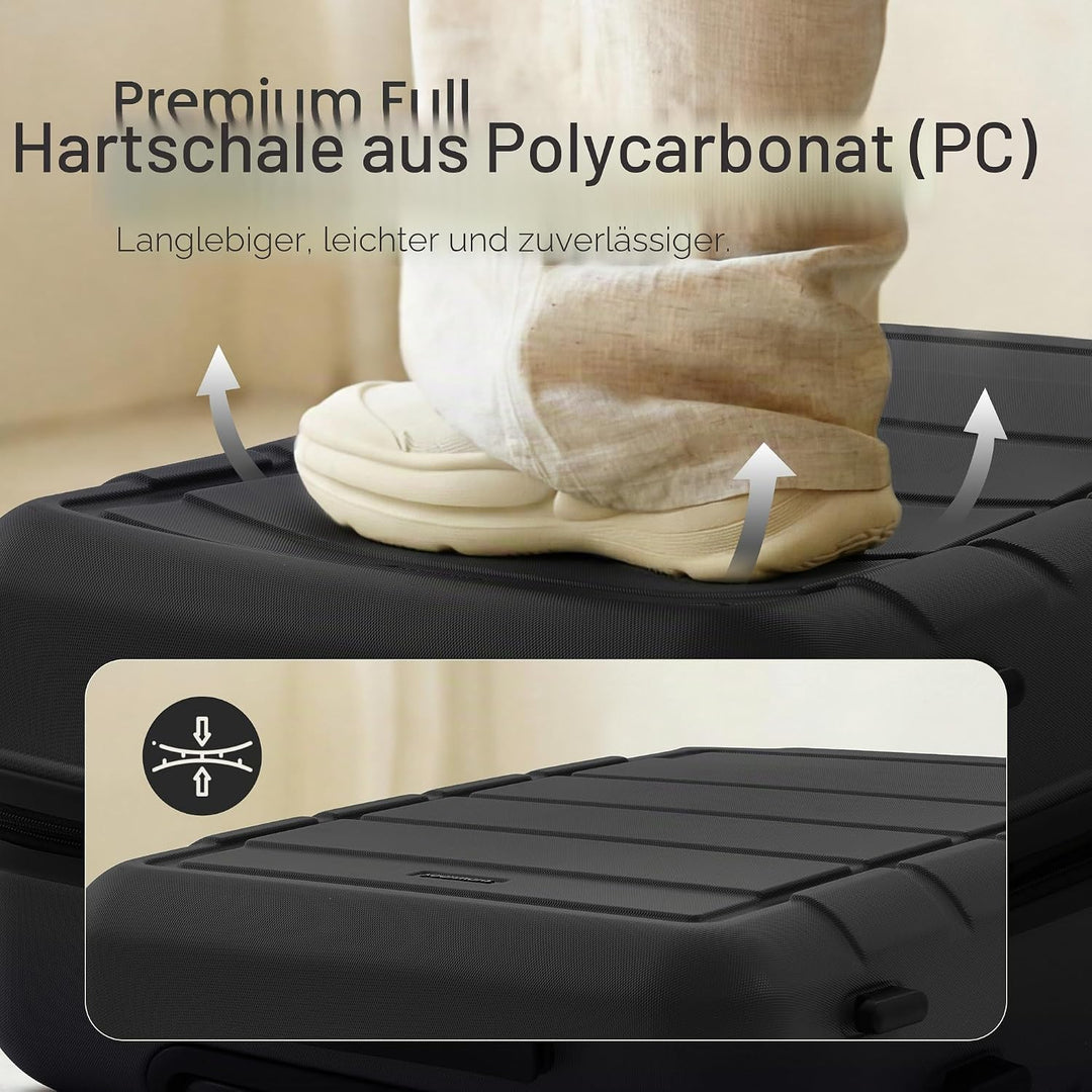 SHOWKOO Kofferset 3 Teilig Hartschale Leicht ABS+PC Erweiterbar Reisekoffer Haltbar Trolley Handgepä