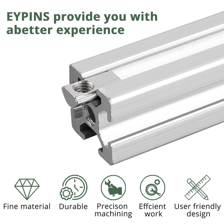 EYPINS 100x Nutensteine M5 mit Steg, Federkugel Nut 6, 20x20 Hammermutter Stahl Verzinkt Nutmuttern